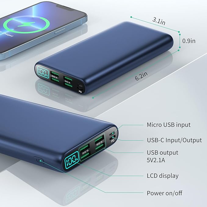 Portable Charger 38800mAh, LCD Display Power Bank, 5 USB Outputs Battery Pack - Image 5