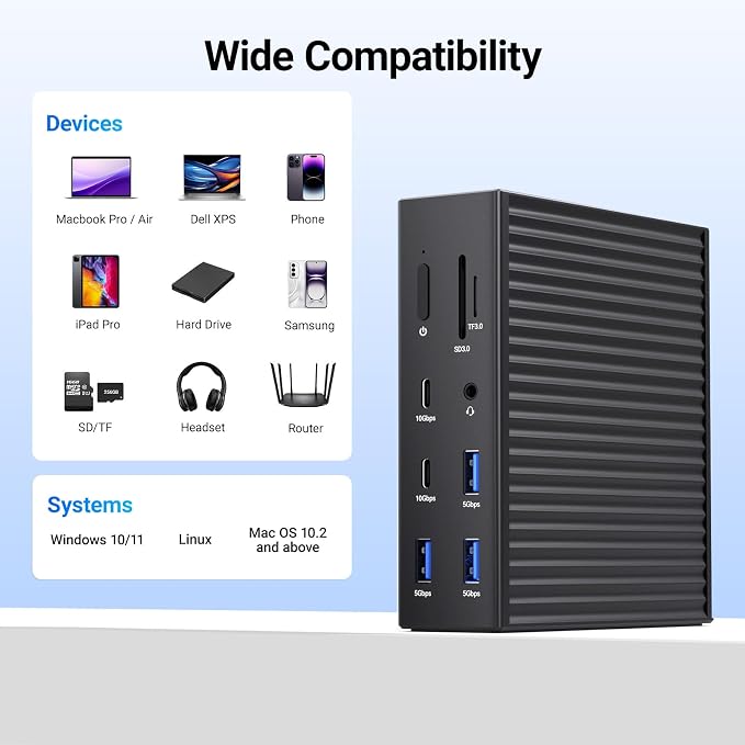 ACASIS USB C Docking Station Dual Monitor, 16-in-1 Laptpop Docking Station - Image 9