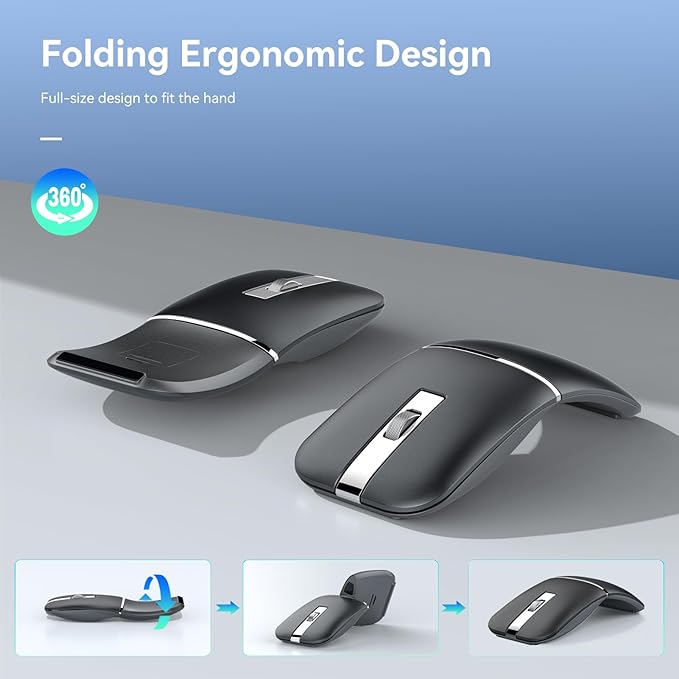 WFB Wireless Arc Mouse for Laptop, Rotatable Rotating Ultra Slim, 3 DPI for - Image 2