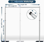 Pipe and Drap Backdrop Stand Kit, 10x 10ft Heavy Duty Adjustable Frame Backdrop - Image 2