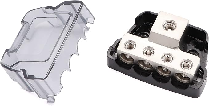 4 Way Power Distribution Block 1x 0/2/4 Gauge in 4X 4/8/10 Gauge Out Nickel - Image 5
