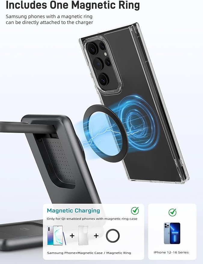 Magnetic Wireless Charger for Samsung, 3 in 1 Foldable MagSafe Charging Station - Image 5