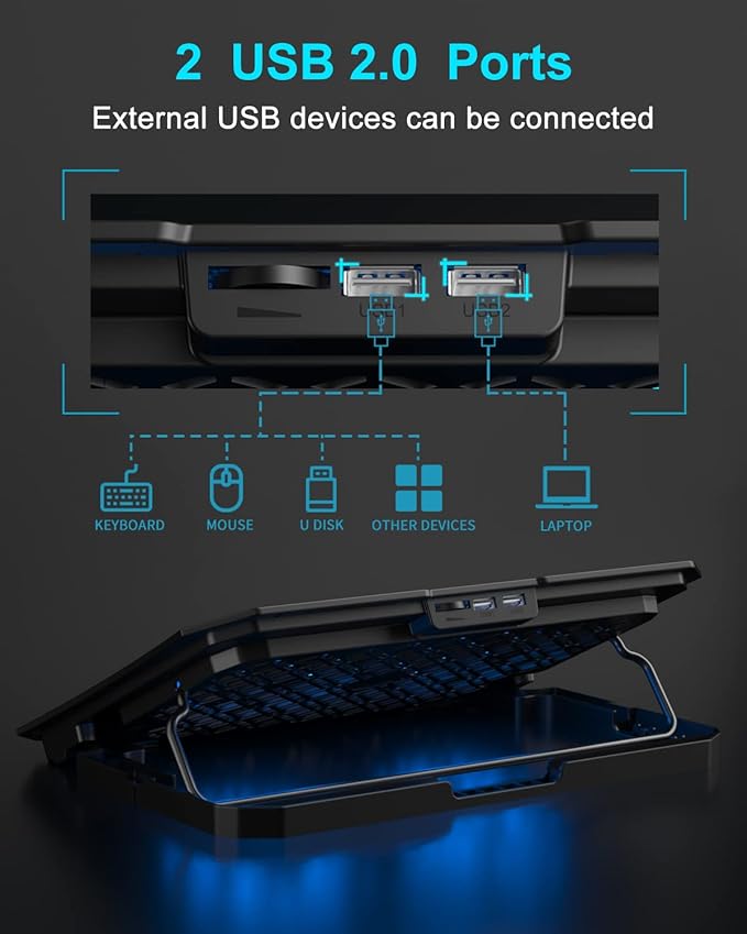 KeiBn Laptop Cooling Pad, Gaming Laptop Cooler 2 Fans - Image 4
