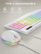 Wireless Keyboard and Mouse Backlits, Wrist Rest, LED Mouse, Rechargeable - Image 4