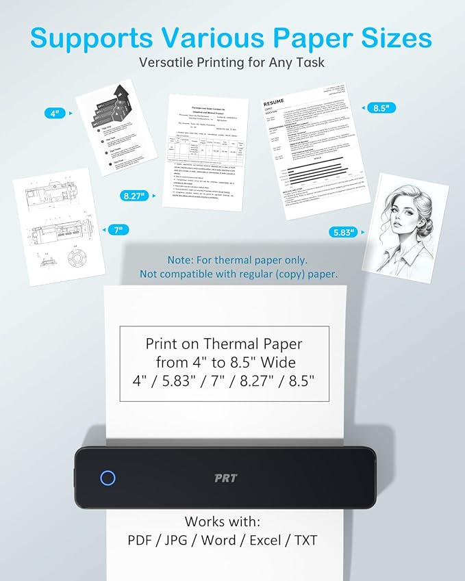 Inkless Portable Printer for Travel, Wireless Thermal Printer Support 8.5 x 11 - Image 5