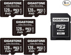 GIGASTONE 128GB Micro SD Card 5-Pack, A1 V30 4K Video Recording, Compatible by Gigastone