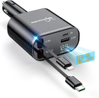 DreamBee Retractable Car Charger, 66W 4 in 1 Super Fast Charge Car Phone Charger by PowerYourWorldWithDreamBee