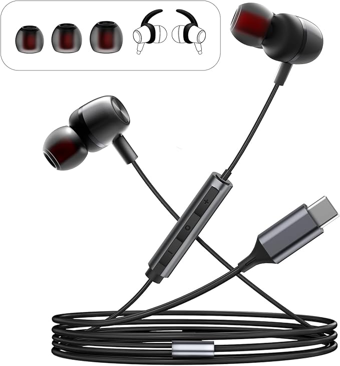 USB C Headphones for Samsung S26 S25 S24 S23 FE S22 S21 S20 A53 A54 Wired - Image 2