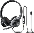USB Headset with Microphone, 3.5mm Wired Computer Headsets with Noise by KONNAO