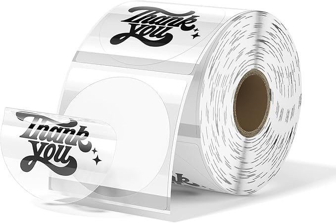 MUNBYN 2 Inch Transparent Round Thermal Label, Self-Adhesive Clear Waterproof by MUNBYN