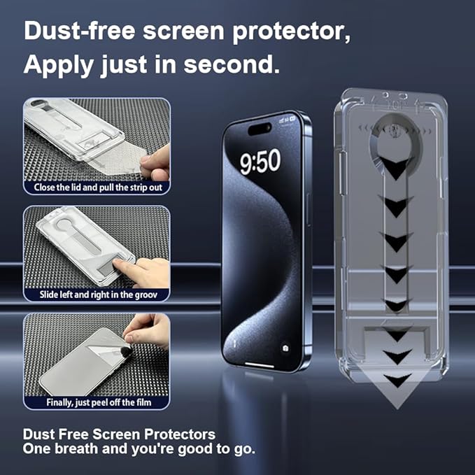 OneFish Screen Protector for Iphone 16 Plus, HD Clarity Tempered Glass Film 9H+ - Image 2