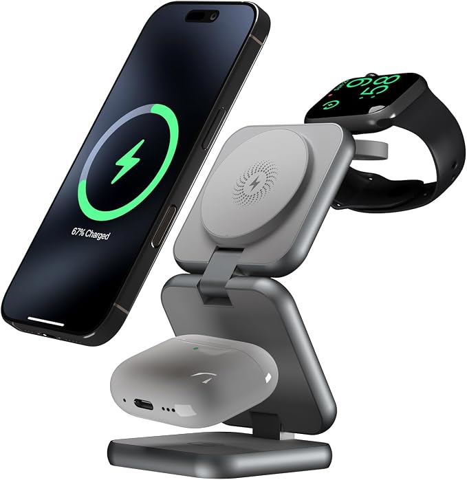 3 in 1 Charging Station for Apple Devices, Magnetic Foldable Wireless Charger by Unknown