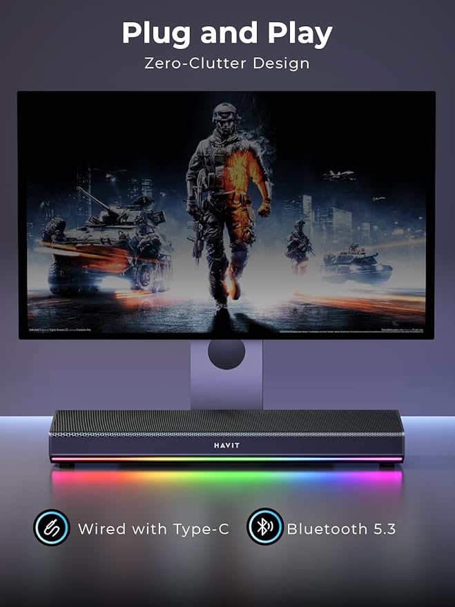havit Computer Speakers for Desktop PC, HiFi Stereo, Poratble Bluetooth Speaker - Image 6