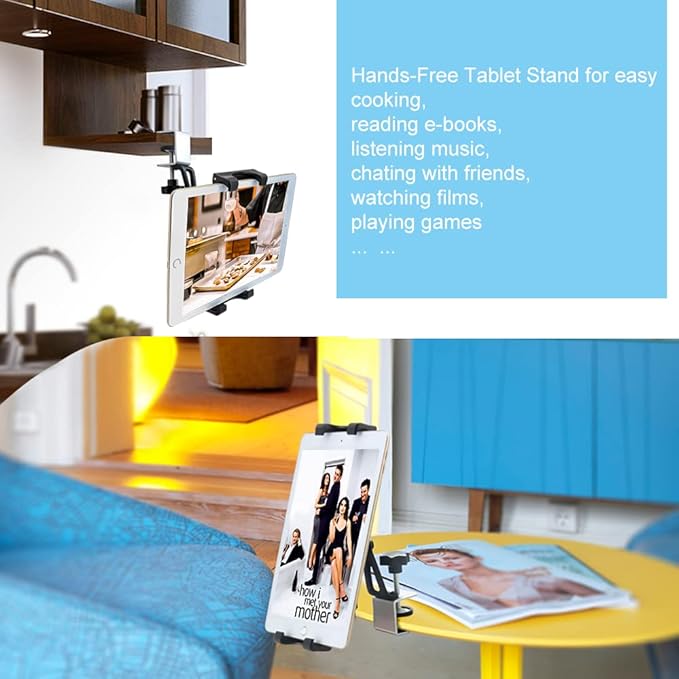 Under Cabinet Tablet Mount Holder, woleyi Kitchen iPad Mount Holder, Desk - Image 4