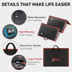 DOKIO 200W Portable Foldable Solar Panel Kit, Compact 20x26.4in Design 9.7lb - Image 4