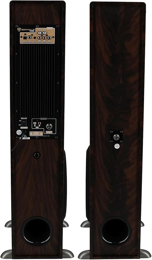 Rockville TM80D Powered Home Theater Tower Speaker System, Dark Wood, USB/SD - Image 3