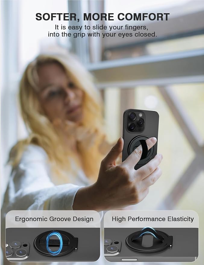 Grat 2 Magnetic Phone Grip Kickstand, Phone Loop Holder, Dual-Sided Magnet Ring - Image 2