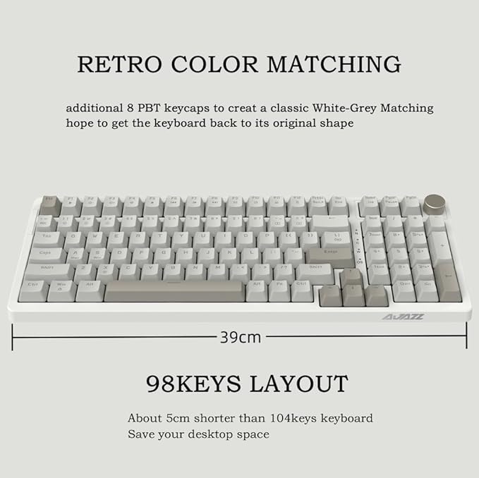FIRSTBLOOD ONLY GAME. AK992 Retro Wired Mechanical Keyboard, 98 Keys Full Layout - Image 2