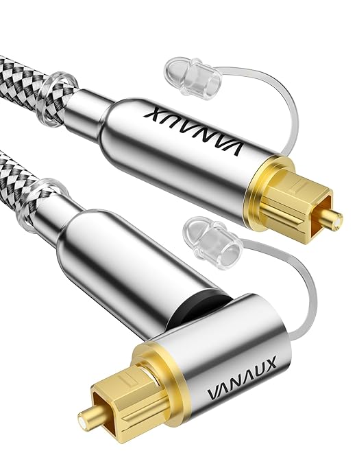 VANAUX 90-Degree Optical Audio Cable 6FT, Premium Fiber Optic Toslink CableIdeal by VANAUX