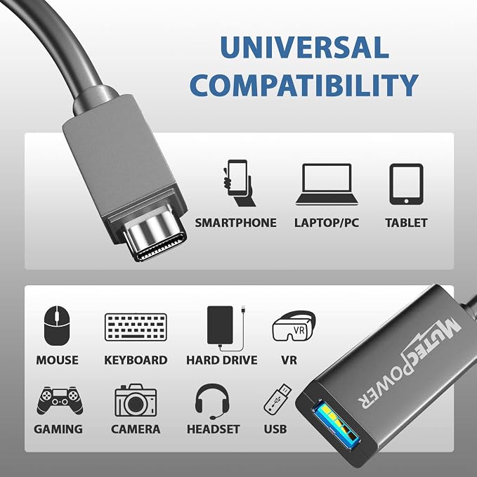 32ft USB C to USB A adapter cable OTG USB 3.0 type C male to Active USB type A - Image 3