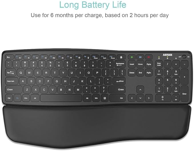 Arteck Bluetooth Keyboard Universal Wave Comfortable Keypad - Image 5