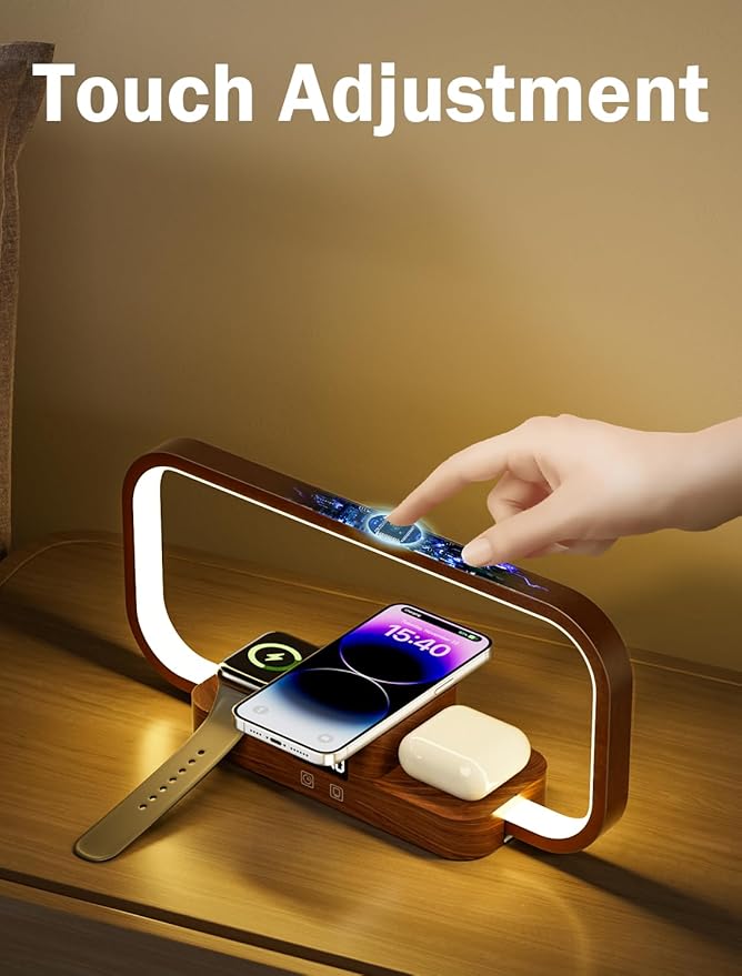 LED Bedside Lamp with Wireless Charger, 3 in 1 Touch Control Bedside Lamp - Image 6
