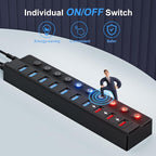 Powered USB Hub, 10-Port USB Splitter Hub - Image 5