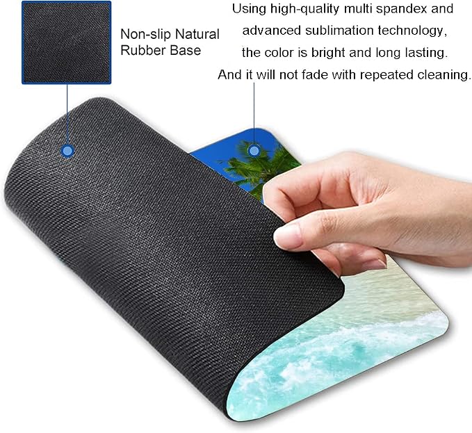 Hokafenle Mouse Pad, Square Beach Style Anti-Slip Rubber Mousepad - Image 2