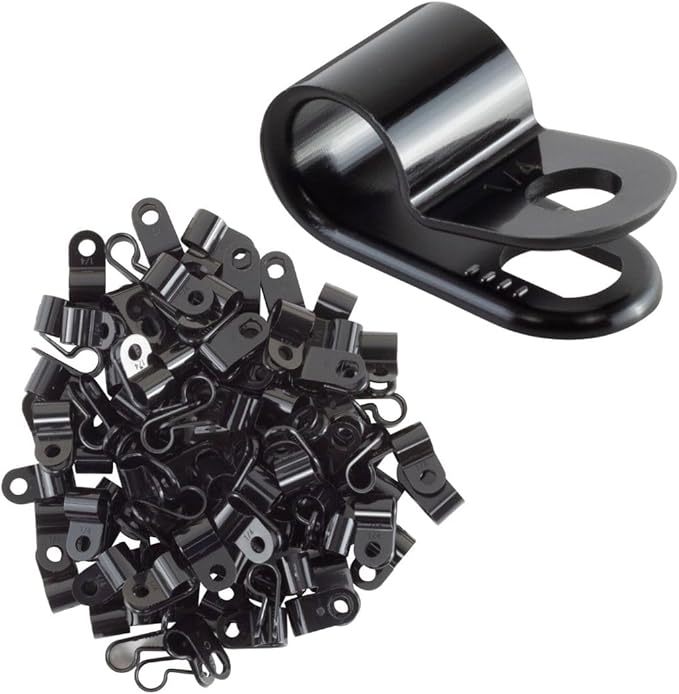 GTSE Black Nylon Plastic Cable Clamps, 1/4" Screw Mounts - Image 2