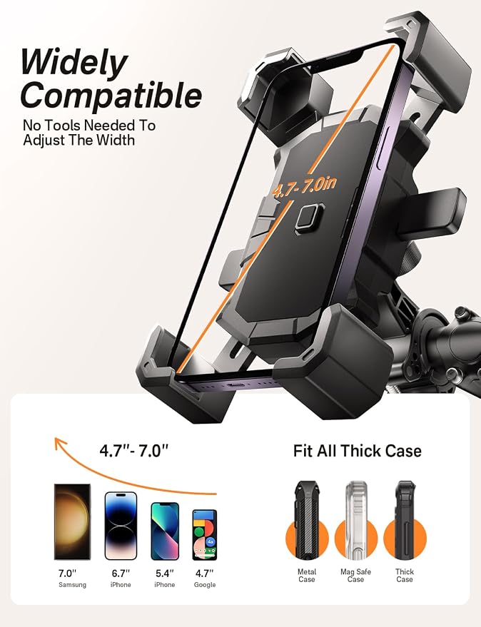 Bike Phone Holder Handlebar, Motorcycle Phone Mount, ATV Cell Phone Clamp - Image 7