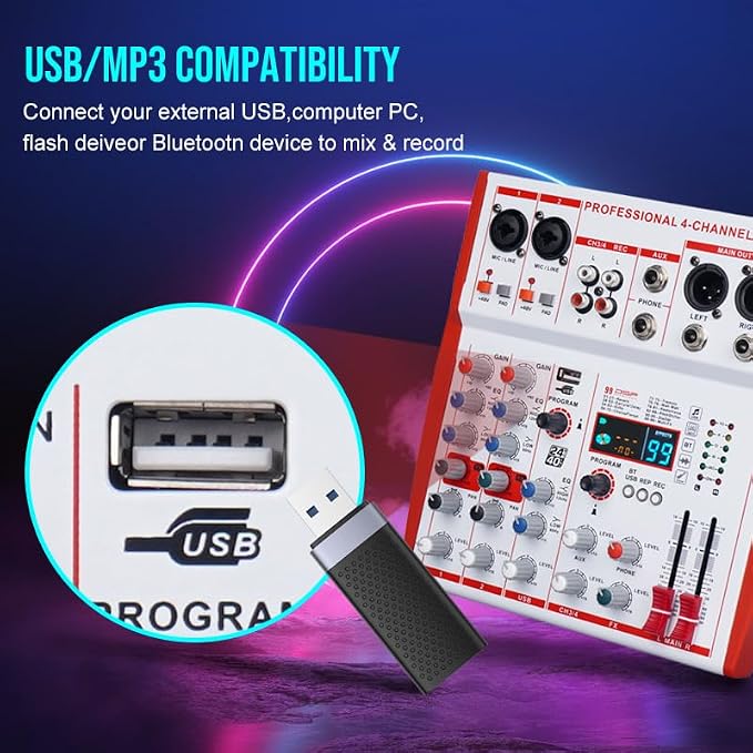 mw-4 white 4Channel Audio Mixer - Image 6