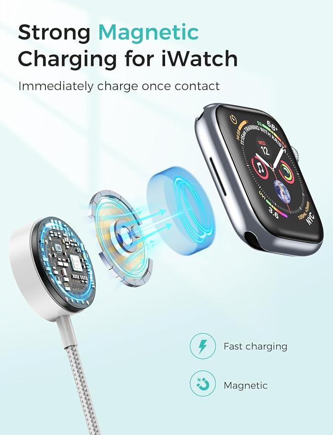 Upgraded Travel Essentials for Apple Watch Charger 4 in 1 Multi Charging Cable - Image 7