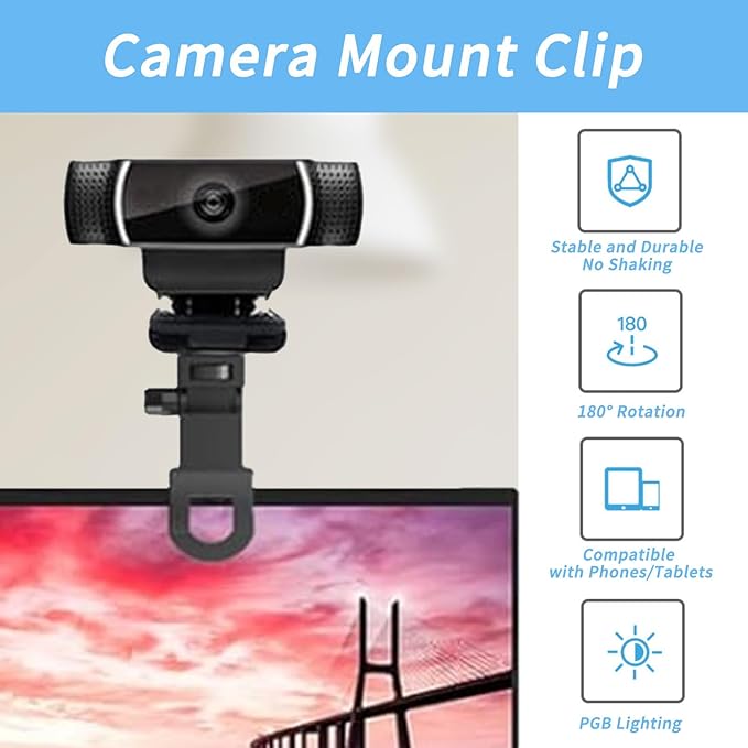 2 Packs Monitor Clip Webcam Clamp Camera Mount Screen LCD Display Top Hanger - Image 3