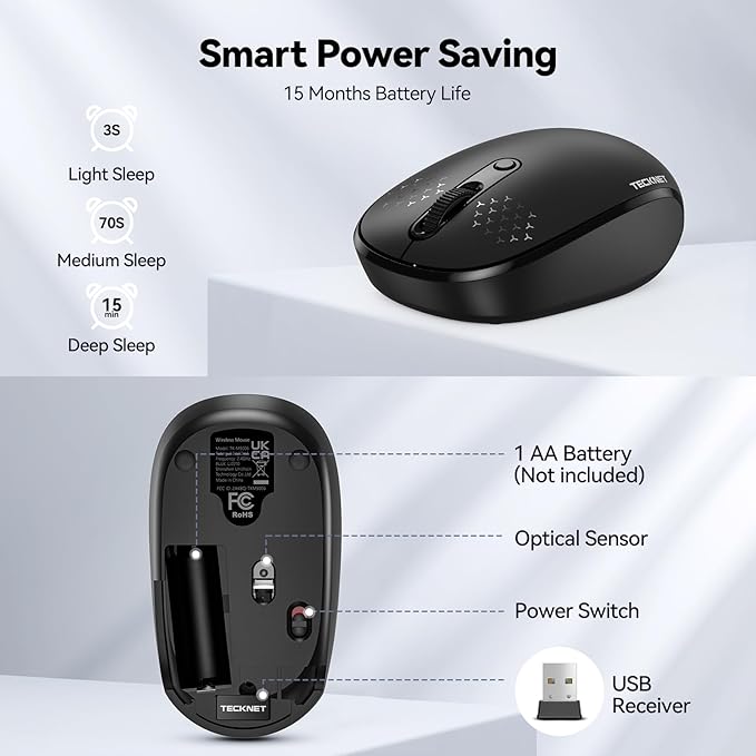 TECKNET Wireless Mouse, 2.4G Quiet Computer Mouse - Image 6