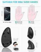 Lekvey Ergonomic Mouse, Vertical Wireless Mouse: Rechargeable Optical Carpal - Image 6