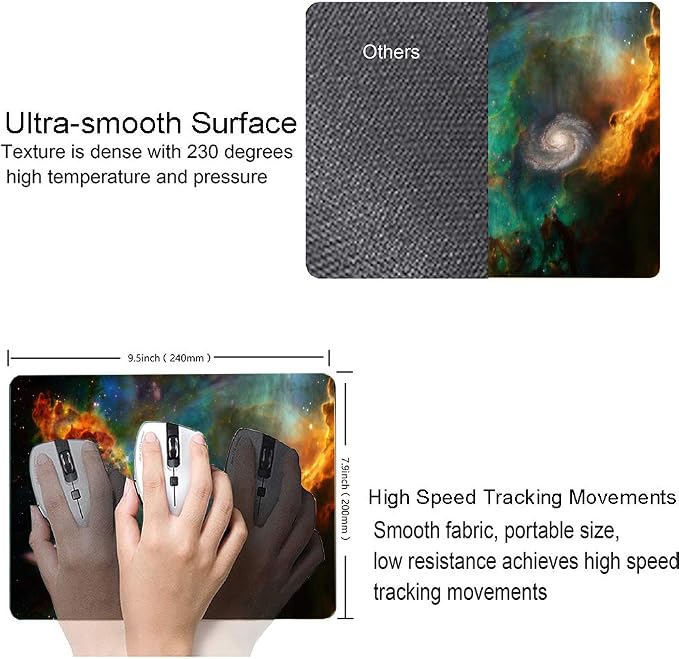 Mouse Pad, Galaxy Mouse Pad, Square Waterproof Mouse Pad Non-Slip Rubber Base - Image 3