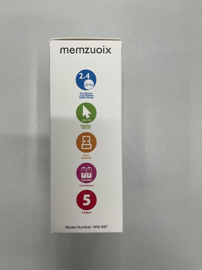 memzuoix 2.4G Wireless Mouse, 1400 DPI Computer Mice USB Receiver, Portable - Image 12