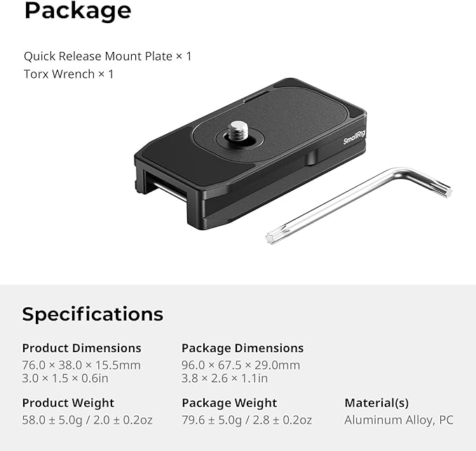 SmallRig Universal Mount Plate for AirTag, for SmartTag2, Quick Release Camera - Image 9