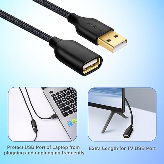 OKRAY USB Extension Cable 5 Pack, 6FT Nylon Braided USB 2.0 Extension Cables - Image 5