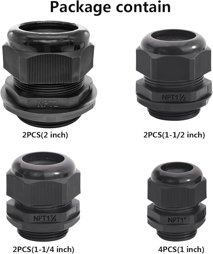 Cable Glands-PENGLIN 10PCS NPT Nylon Cable Connector 1-1/4", Strain Relief Cord - Image 3