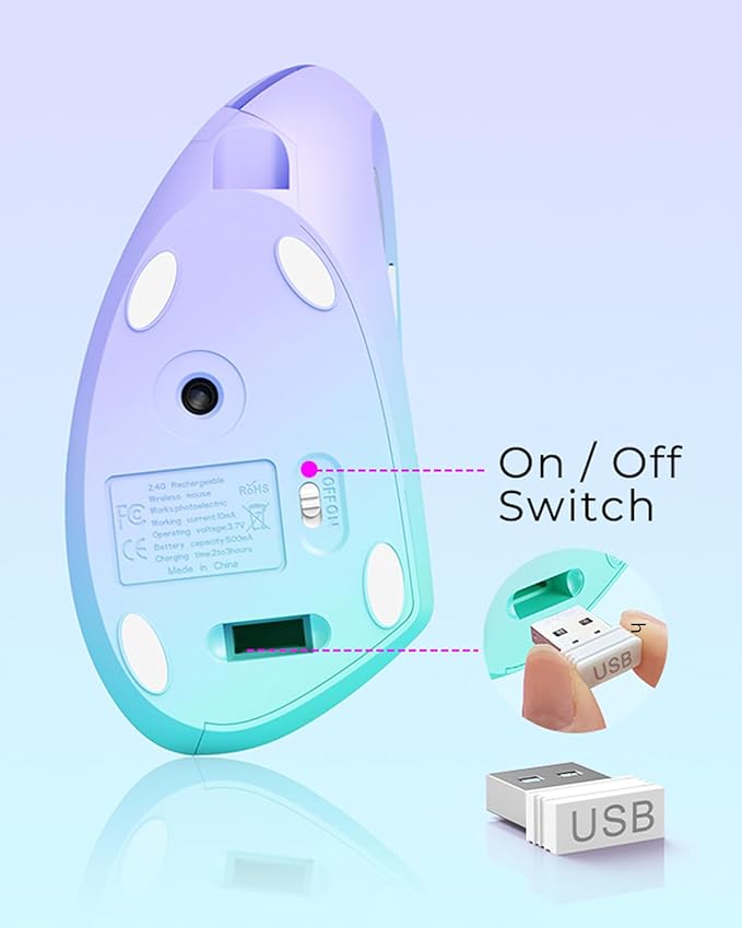 Lekvey Ergonomic Mouse, Vertical Wireless Mouse, Rechargeable 2.4G Optical - Image 8