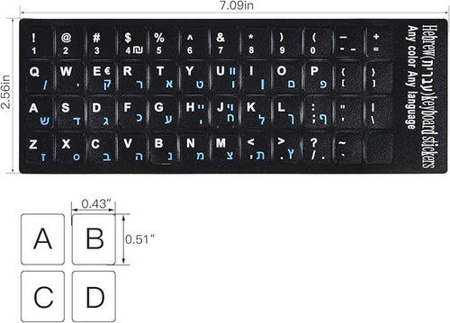 2PCS Hebrew English Keyboard Stickers Black Background - Image 2
