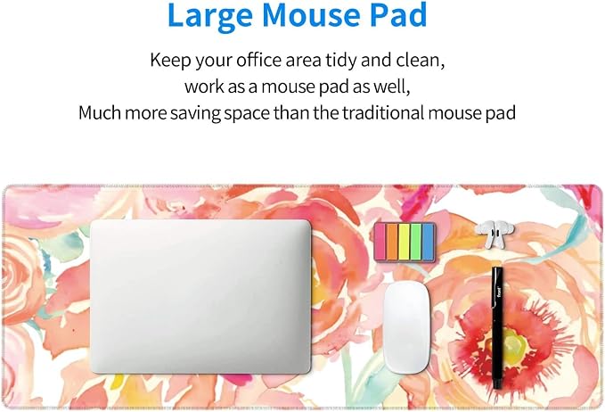 Pink Flower Large Mouse Pad Extended Gaming Mousepad 31.5 x 11.8 Inch - Image 7