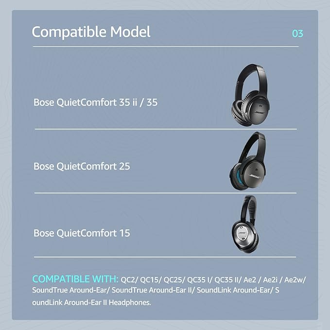 Cooling-Gel QuietComfort 35 / QC35 ii Fabric Replacement Ear Pads - Image 2