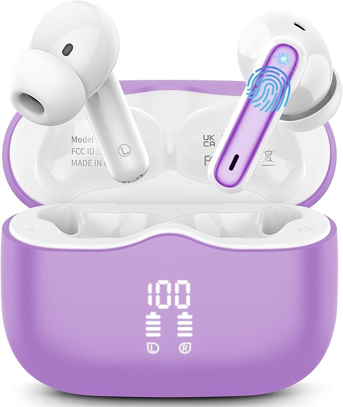 Wireless Earbuds, New Wireless Earphones HiFi Stereo Deep Bass 40H Playtime by XINWLD