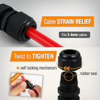 MGI SpeedWare 1/4" NPT Strain Relief Nylon Cord Grip Cable Glands - Image 5