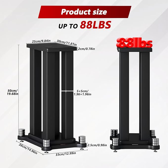 A Pair of Universal Speaker Stands, Heavy Duty Speaker Stands Holds Bookshelf - Image 2