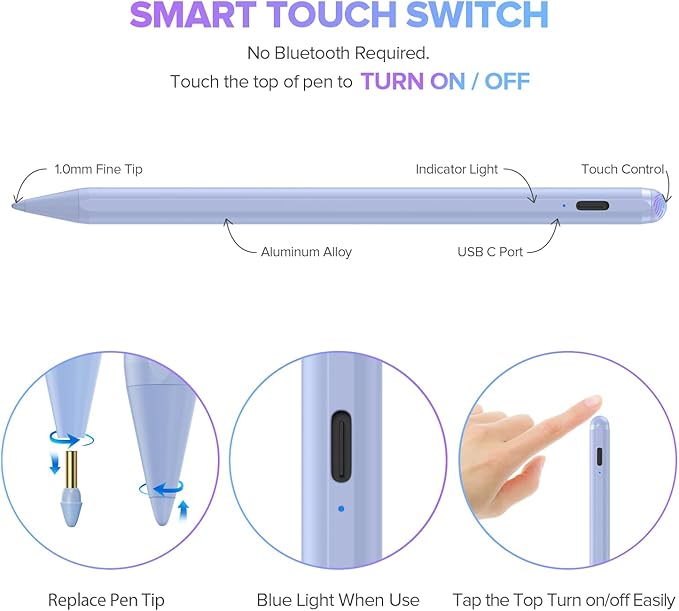 Stylus Pen for iPad 6th-11th Generation-2X Fast Charge Active Pencil Compatible - Image 5