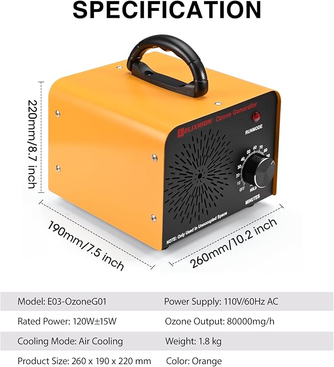 Ozone Generator – 80, 000mg/h High-Capacity O3 Air Purifier - Image 2