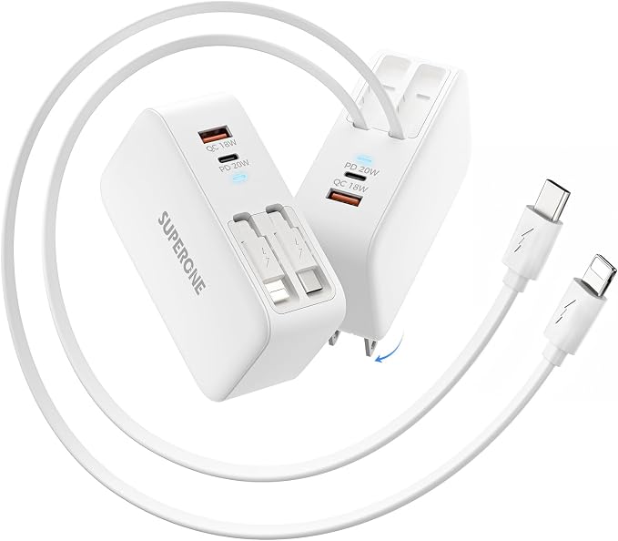SUPERONE Retractable iPhone Charger, 4-Port USB C Charger Block, iPhone by SUPERONE
